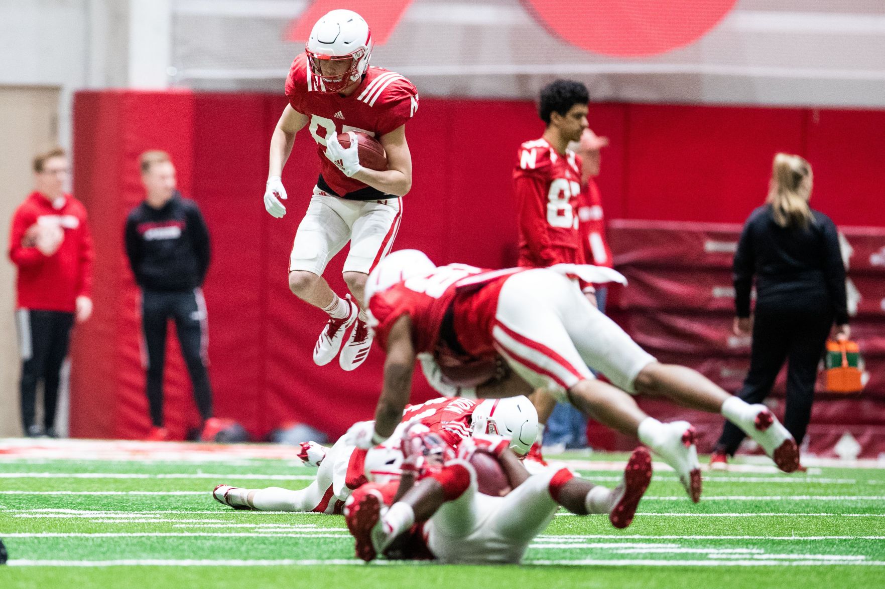 Nebraska worked through practice on April 3, 2019 in Lincoln.